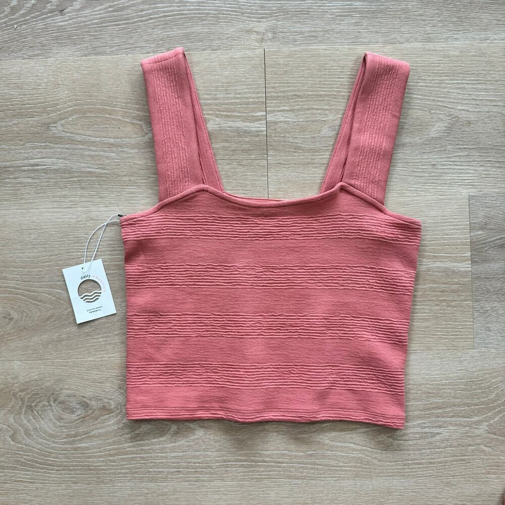 Ribbed Square-Neck Tank Top in Dusty Rose